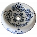 Talavera Round Vessel Sink Donut Flor Azul
